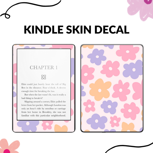 Peachy Retro Flowers Kindle Skin Decal