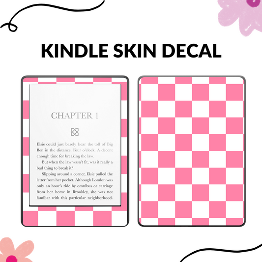 Pink Checkers Kindle Skin Decal