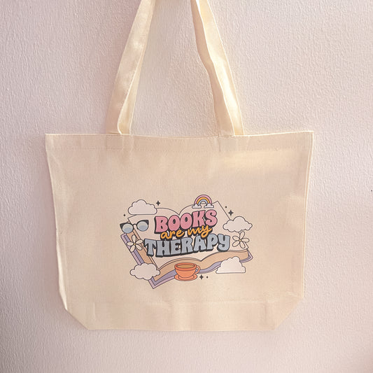 Books Are My Therapy Tote Bag