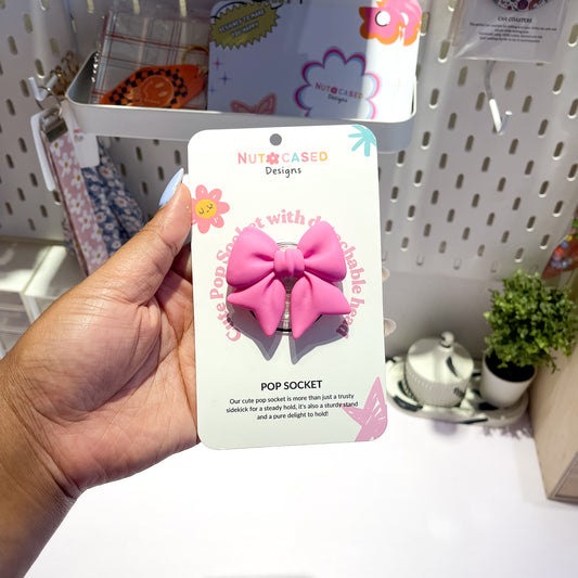 Pastel Dark Pink Bow Pop Socket