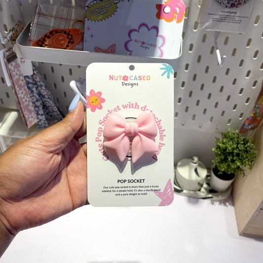 Pastel Light Pink Bow Pop Socket