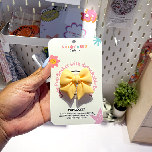 Pastel Yellow Bow Pop Socket